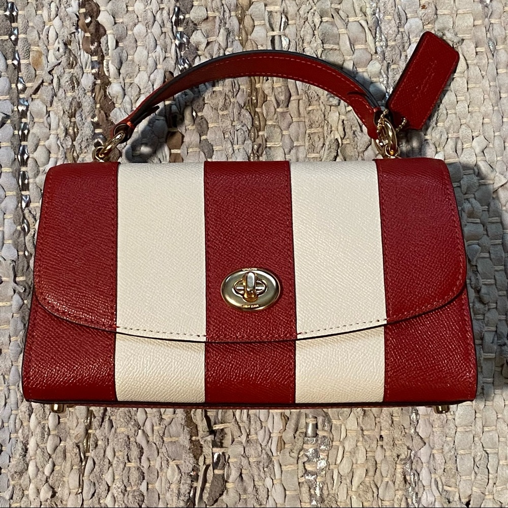 Candy Cane Coach Tilly top handle satchel NWOT